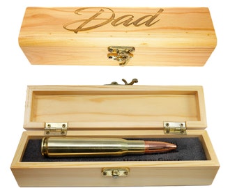 Urns For Human Ashes | Manly Dad Cremation Urn | 50 Cal Bullet - Brass Urn - Keepsake Memorial In Box Personalized Memory Urn