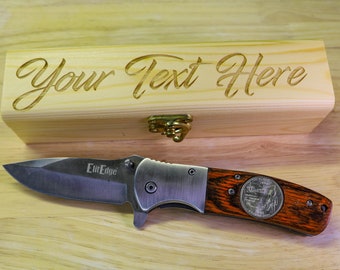 Ohio State Coin Pocket Knife | Engraved Personalized Award Gift | Wood Customized Anniversary / birthday Gift Box