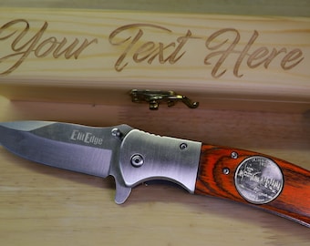 Minnesota State Coin Pocket Knife | Engraved Personalized Award Gift | Wood Customized Gift Box
