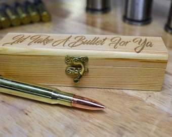 4th Anniversary Gifts For Men | Bullet Pen & Personalized Gift Box | Unique Handmade Husband / Boyfriend Present | bespoke One-of-a-kind