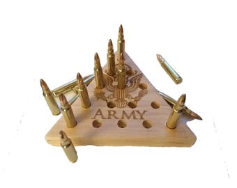 Soldier Gifts | Army Bullet Peg Game | Real Blank Bullets | Made in USA - Army Girlfriend / Boyfriend - Military - Game Gifts for Him