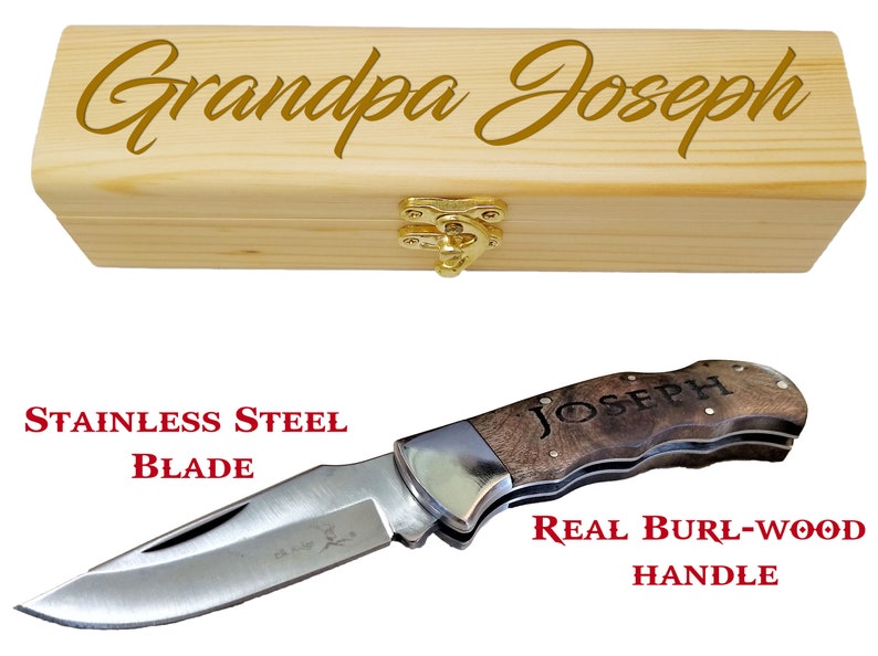 Personalized Gift for Grandpa Pocket Knife & Engraved Box Etsy