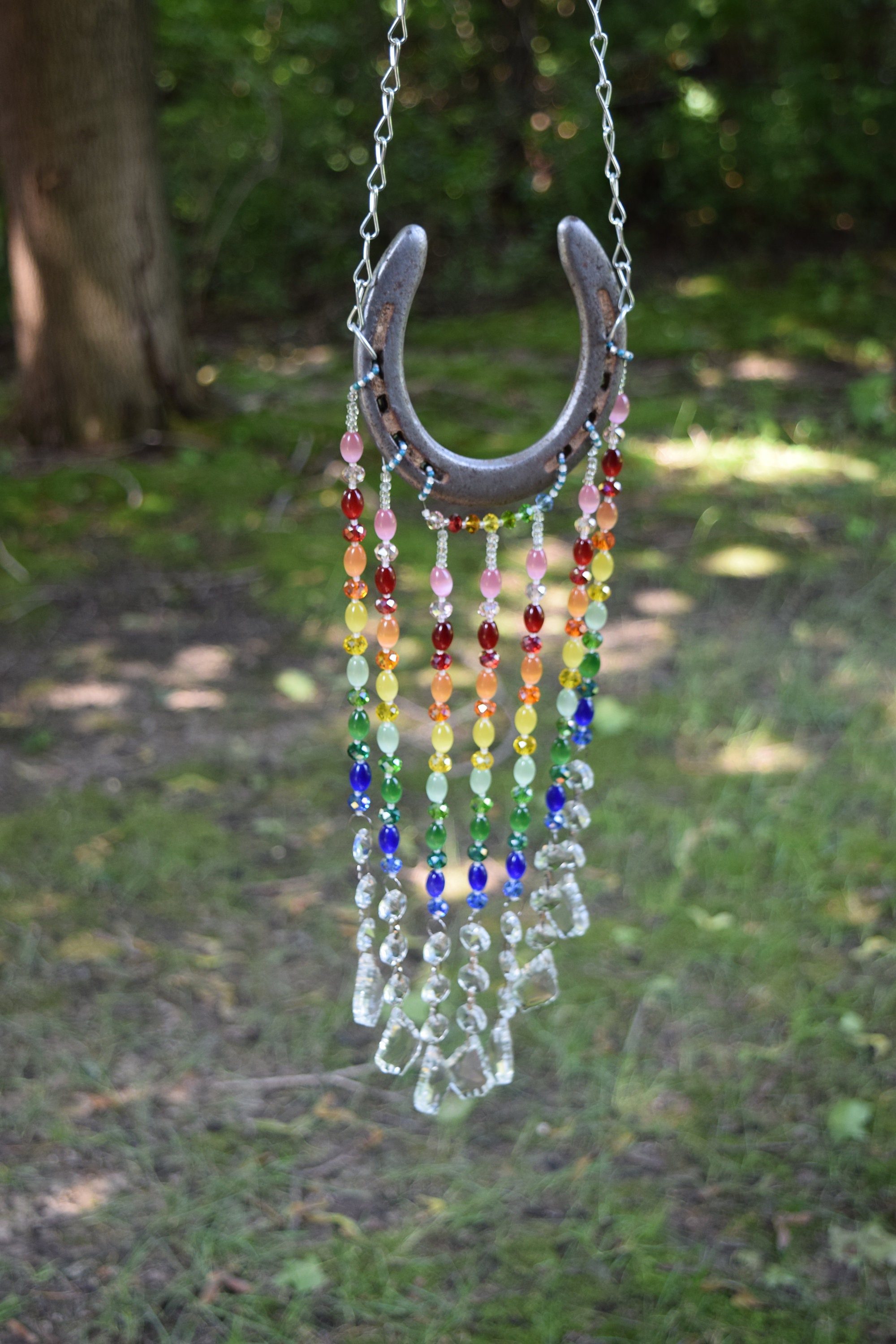 Horseshoe Rainbow Crystal Sun Catcher, Garden Decor - Etsy