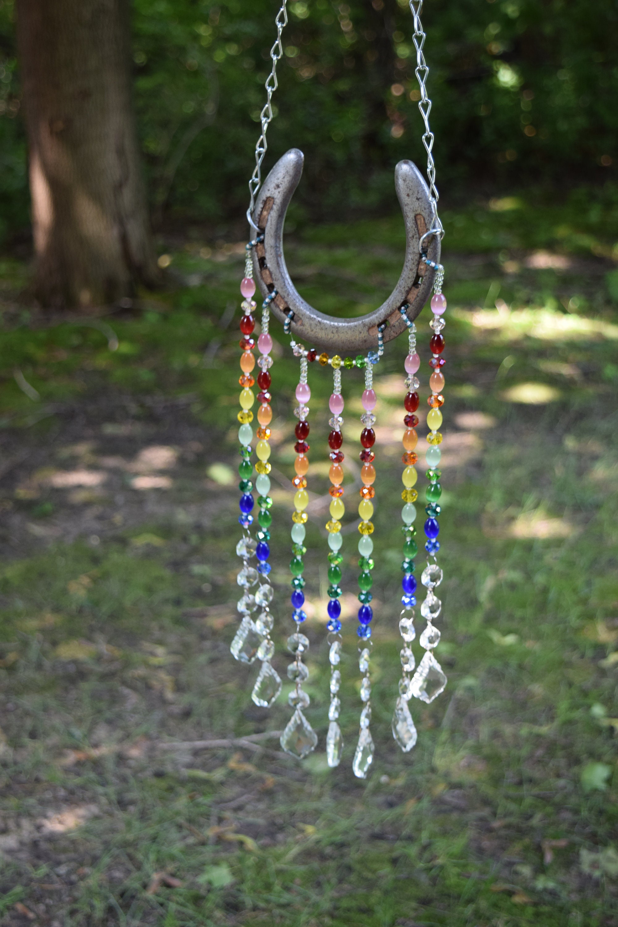 Horseshoe Rainbow Crystal Sun Catcher, Garden Decor - Etsy