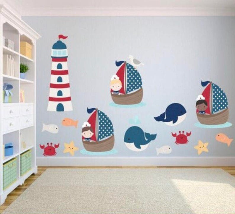 Nautical Theme Kids Wall Decals Kids Wall Stickers Nursery Etsy