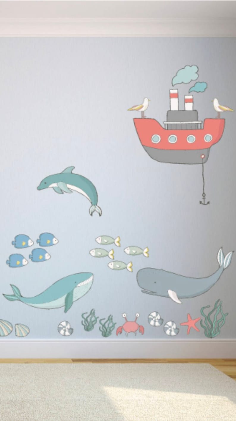 Ocean themed wall stickers nursery / kid's bedroom / Etsy