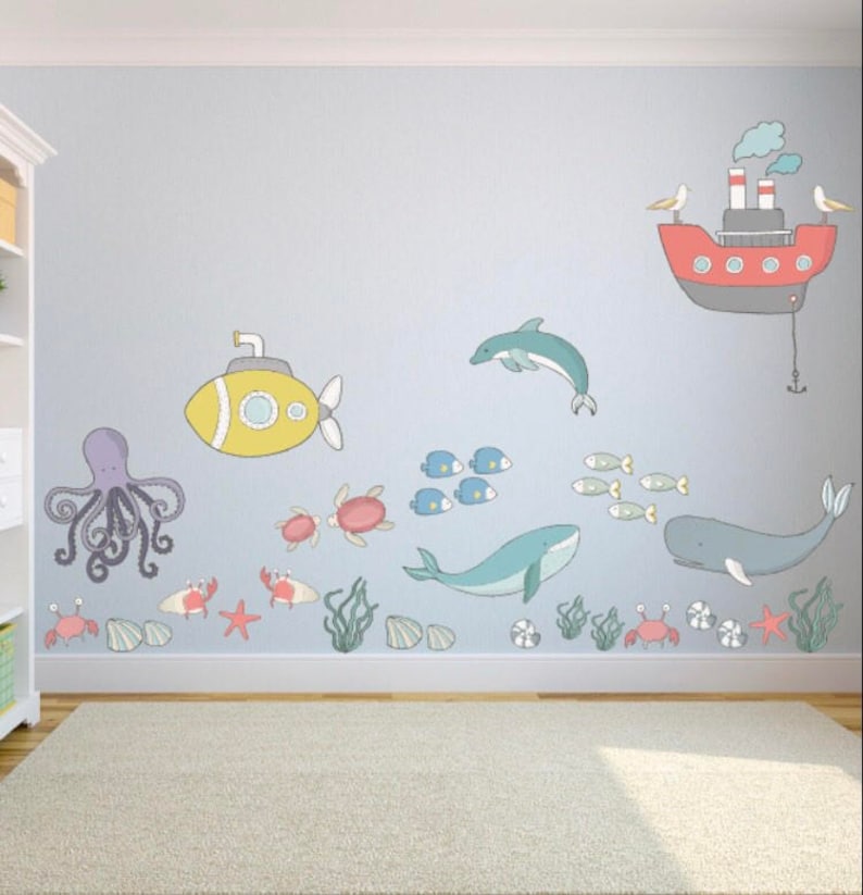 Ocean themed wall stickers nursery / kid's bedroom / Etsy