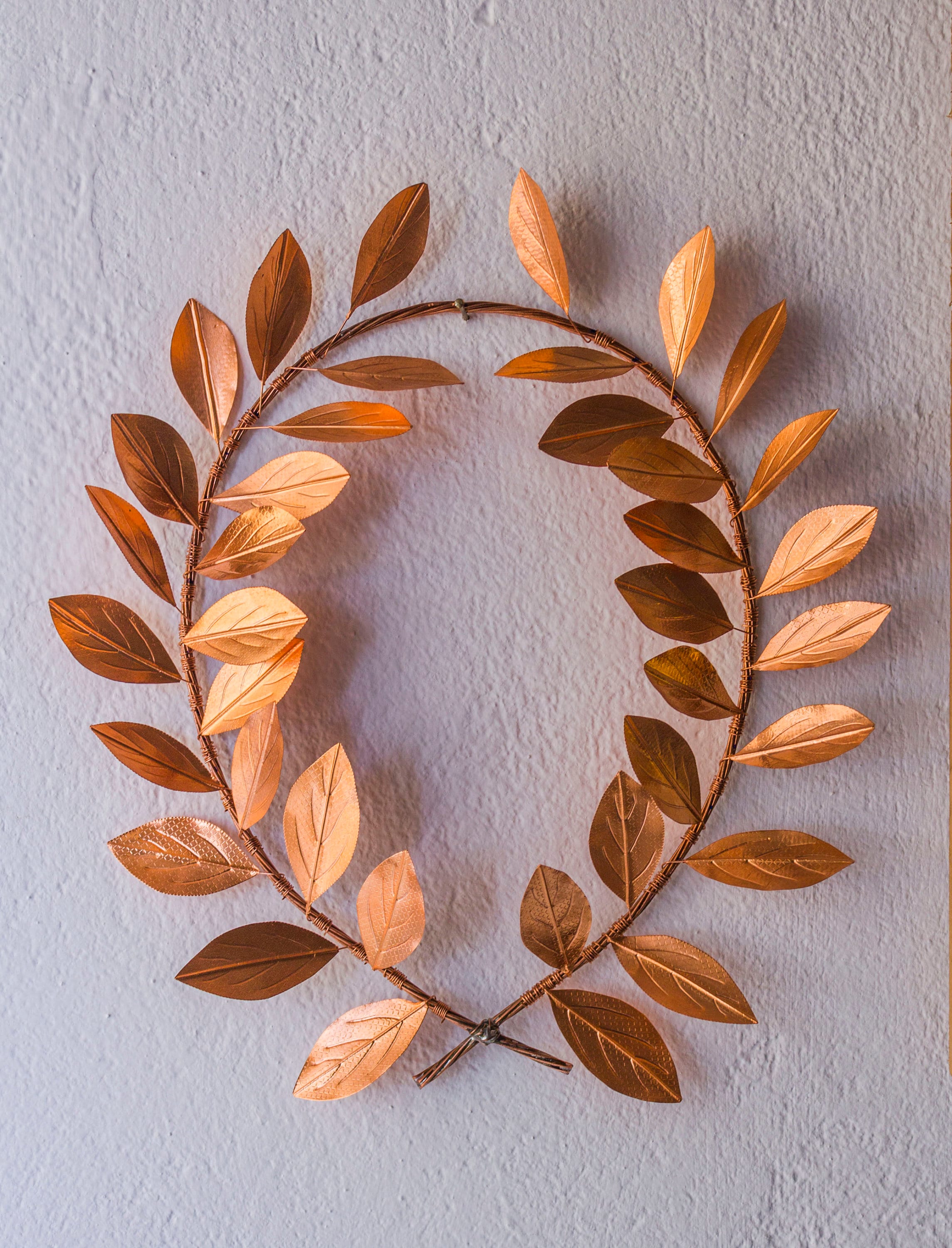 Laurel Wreath Copper Crown Sculpture Bay Leaf Ancient Greek Art Daphne