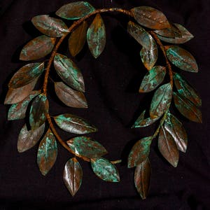 Handmade decorative laurel wreath crown Green Rust Ancient Greek style bay leaves leaf crown headband headpiece
