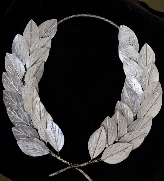 silver laurel wreath headpiece
