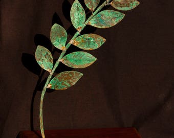 Laurel branch sculpt decorative art Ancient Greek style Green Rust Bay leaves