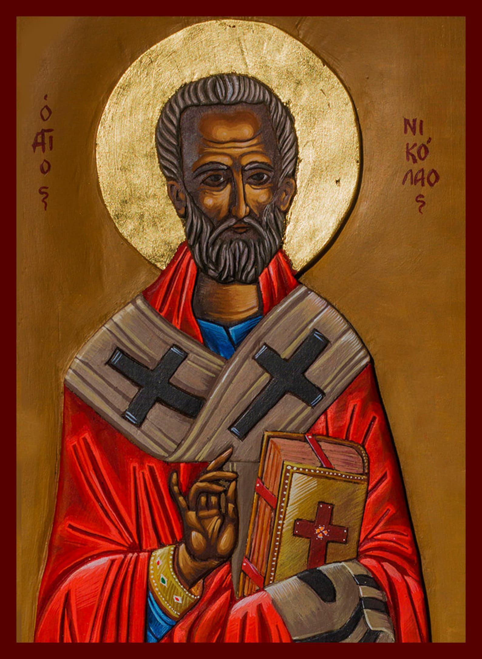 Icon of Saint Nicolas Nicholas Agios Nikolaos Byzantine Greek - Etsy