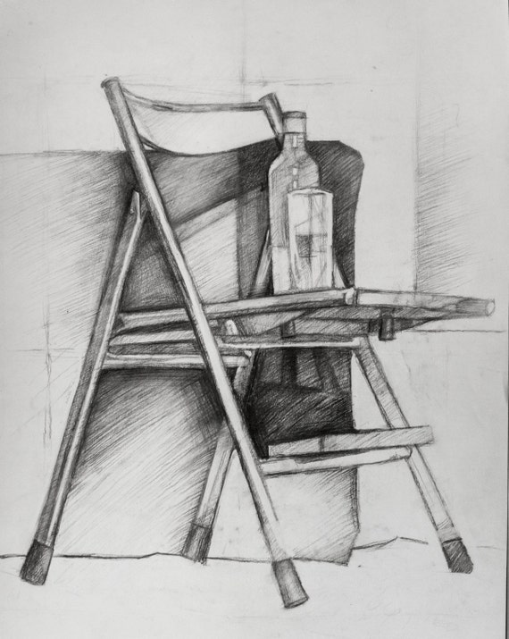 Buy Chair With Glass  Bottle Pencil Sketch Study Original Drawing Online  in India  Etsy