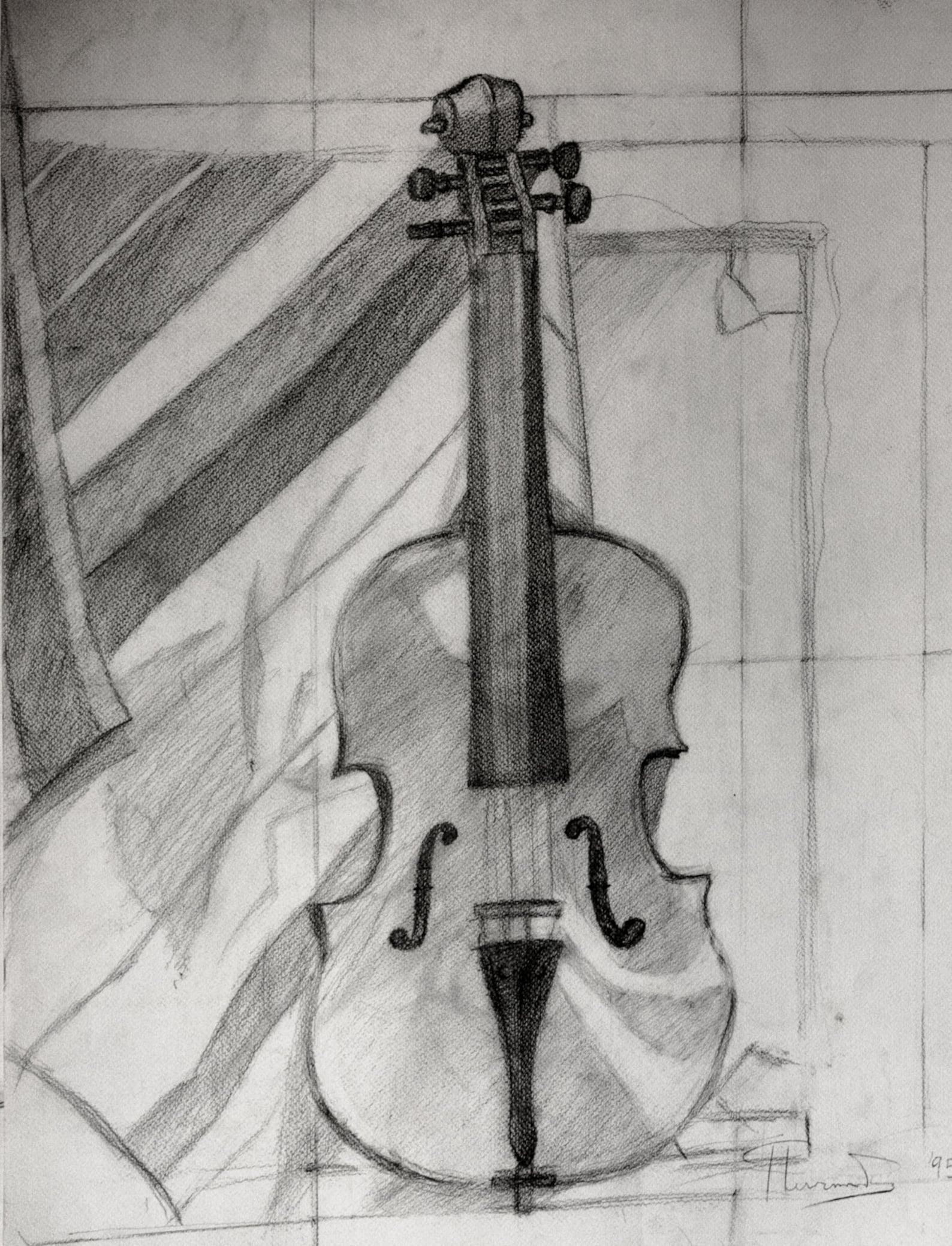 Violin Still Life Pencil Sketch Study Original Drawing on Etsy Australia