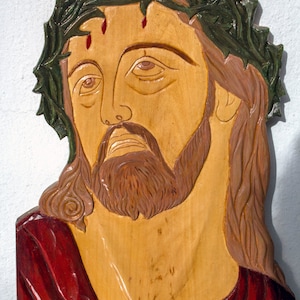 Handmade carved Icon Jesus Christ Pantocrator Crucifixion Christian Catholic Orthodox Byzantine Greek