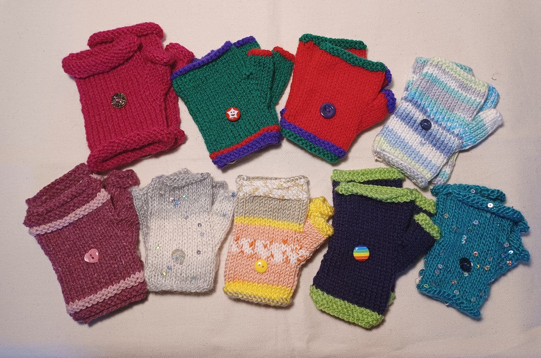 Pre School Children's Fingerless Mittens Hand Knitted With Etsy