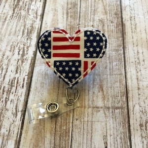 Hart | Hart badge Reel | Vierde juli | VERENIGDE STATEN | Vlag | Badge Reel | Badge houder | ID badge Reel | ID badge houder