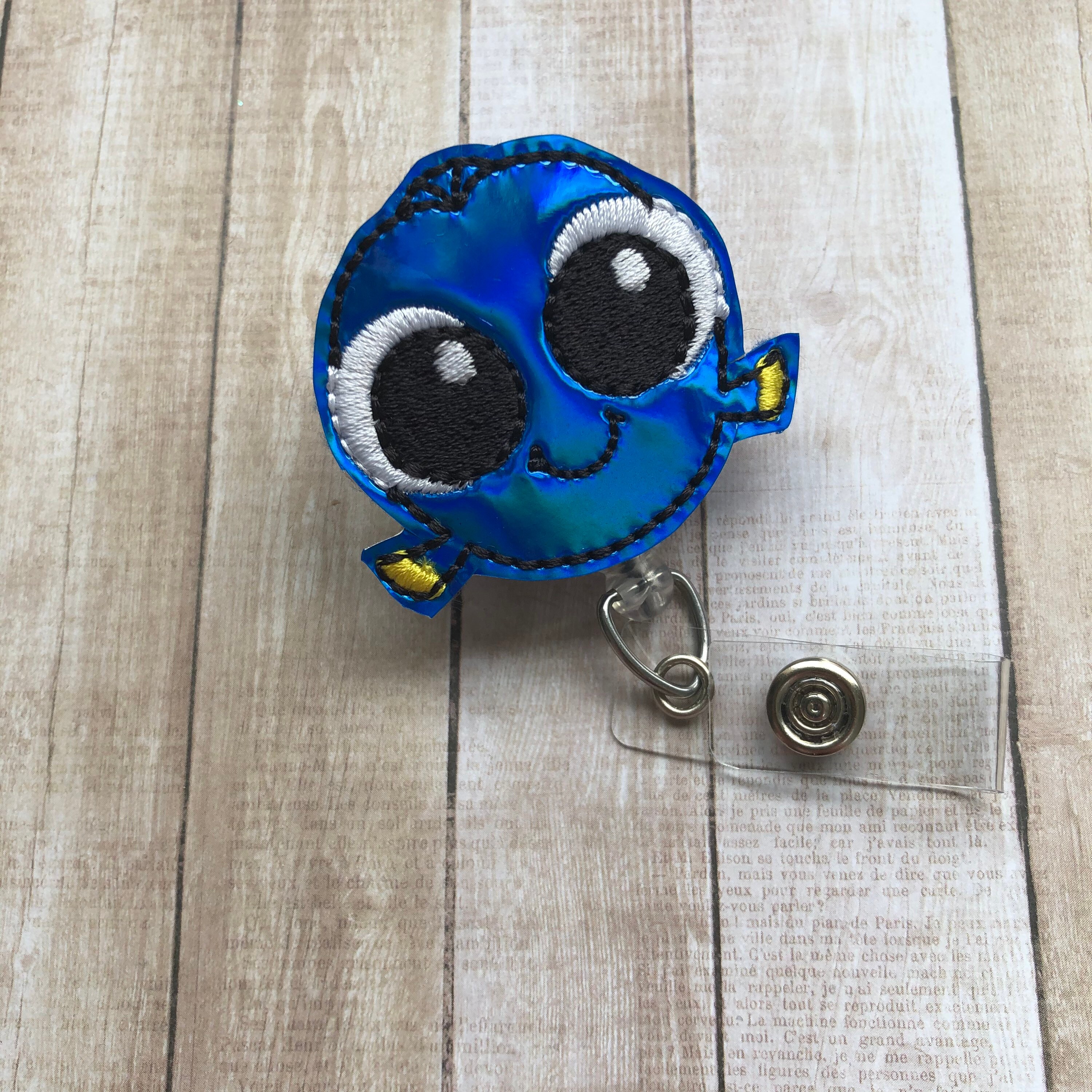 Blue Fish Fish Badge Reel Badge Holder ID Badge Reel Etsy