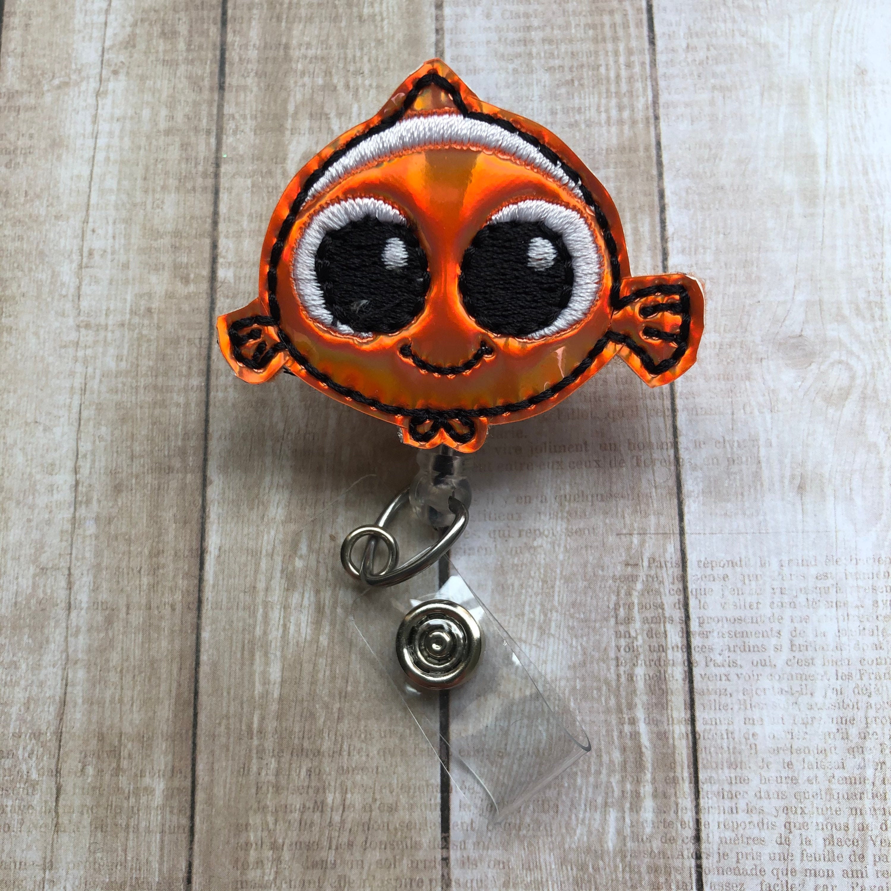 Orange Fish Fish Badge Reel Badge Holder ID Badge Reel ID Badge Holder Fish Badge  Reel 