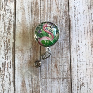 Flamingo Badge Reel | Summer Badge Reel | Pink Flamingo Badge Reel | ID Badge Holder | ID Badge Reel | Retractable ID Badge Reel