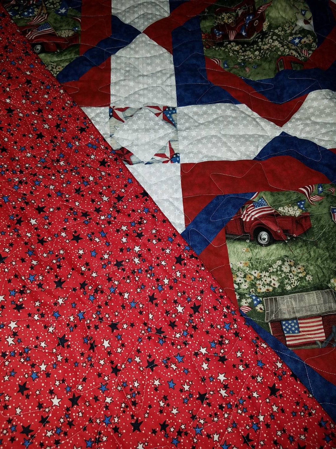 Americana Red Truck Quilt Etsy