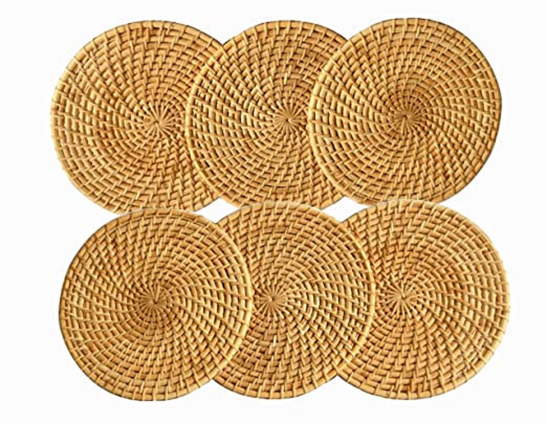 6 Pieces Rattan Decorative Table Mats/ Raffia Placement Mats Etsy