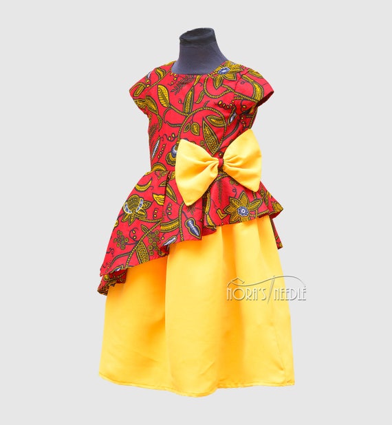 Ankara Peplum Dress Ankara Dress Ankara Girls Dress Side Peplum Yellow Crepe Dress Red Ankara Dress Norasneedle Classics Customisable Etsy