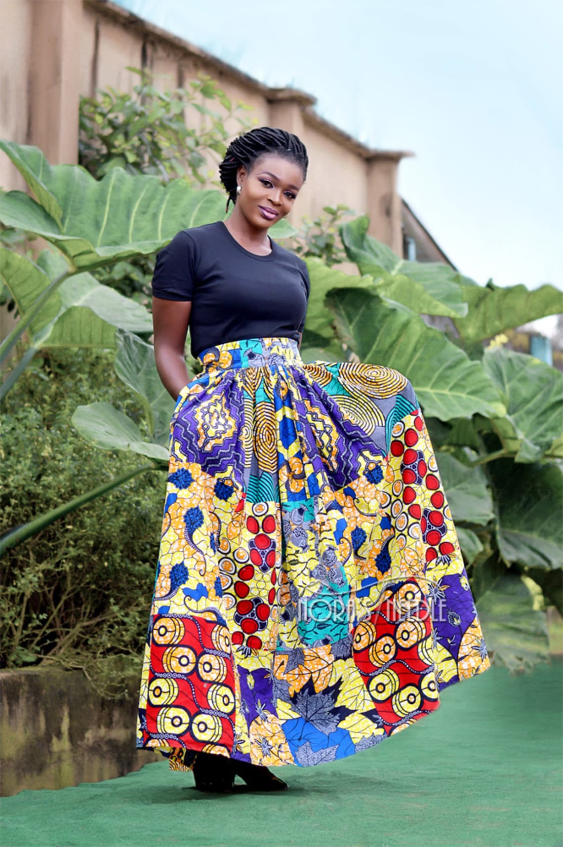 Ankara Maxi High Waist Skirt/ African Print Patches Skirt/ Maxi Skirts ...