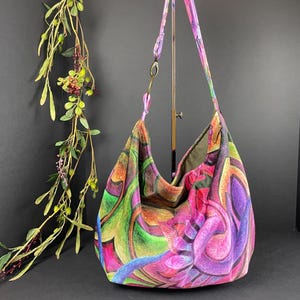 Slouchy Hobo Bag / Velvet Boho Chic Shoulder Bag / Velvet Purse