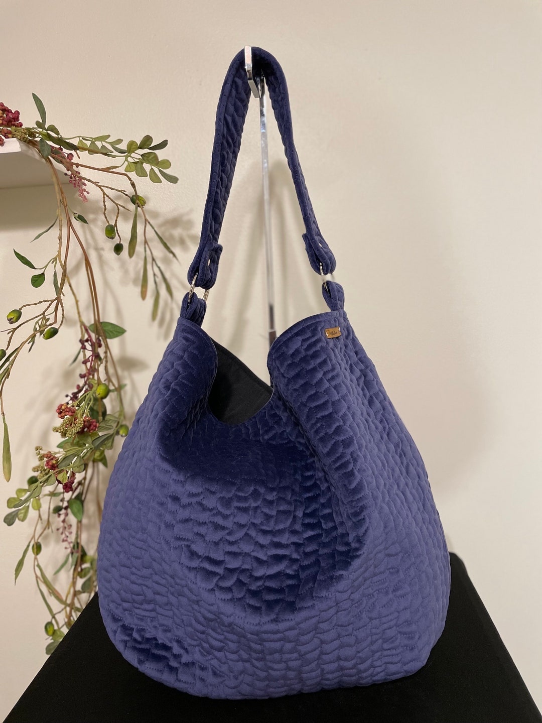 Blue Velvet Shoulder Bag /blue Velvet Hobo Bag / Trendy Velvet Handbag ...