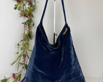 Blue Velvet Tote Bag Velvet Shoulder Bag