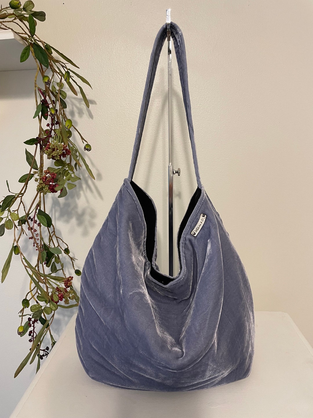 Blue Velvet Hobo Bag/velvet Shoulder Bag/velvet Slouch Bag Etsy Australia