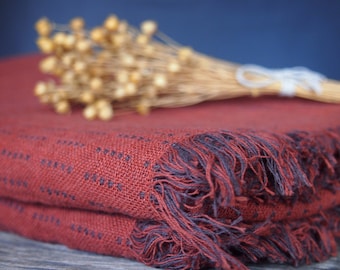 Linen Blanket, Brick Red, Grey Blanket, Linen Bedding, Linen Gift