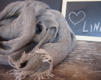 Linen Dark Grey Scarf, Linen Women Accessories, Linen Gift