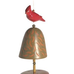 Terracotta Hanging Garden Totem with Red Bird