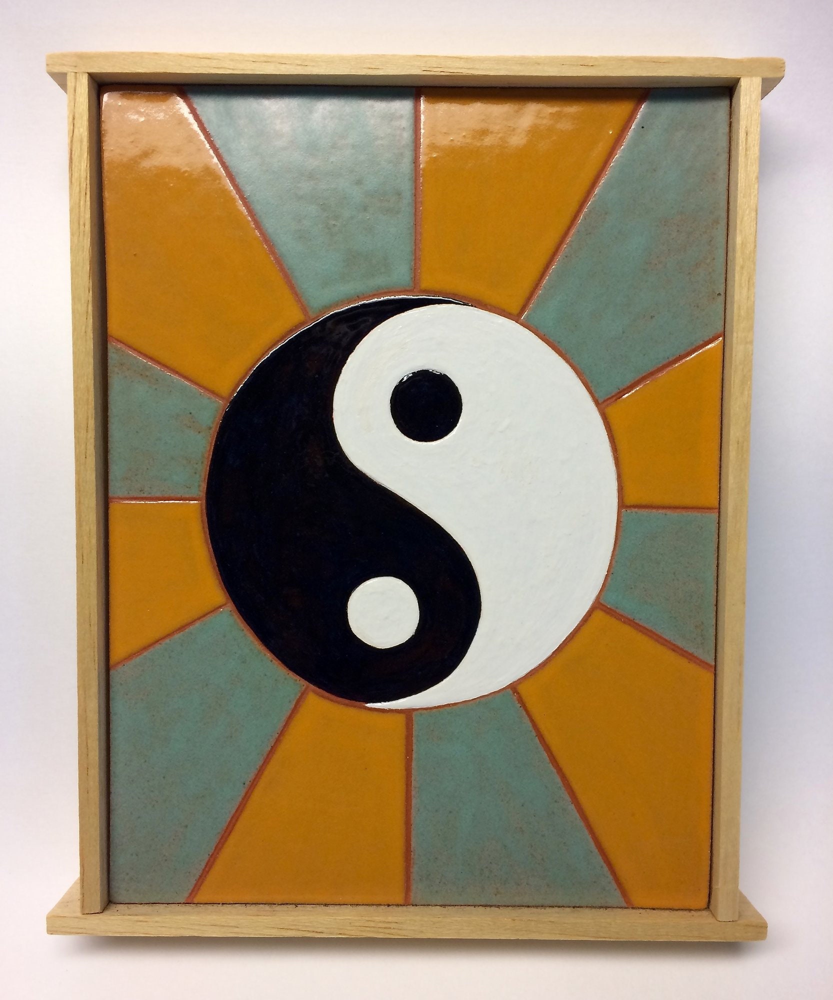 Ying Yang Framed Tile Wall Piece Etsy UK