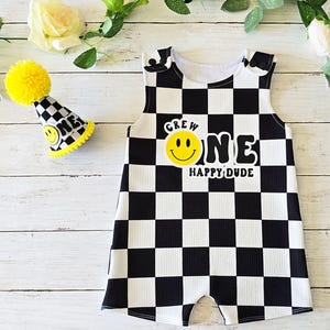 One Happy Dude cake smash outfit, yellow One Cool Dude romper, One Rocks, First Birthday Cake Smash Outfit for Boy, Happy Dude 1st Birthday