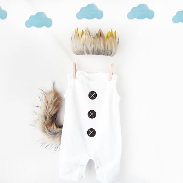 Where the Wild things are romper, Wild things outfit, wild one romper boy, wild one 1st birthday outfit, wild one cake smash outfit, crown