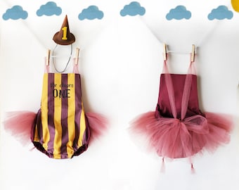 Baby chosen one cake smash outfit girl, wizard birthday girl, Harry cake smash outfit girl, First 1st Birthday Party Cake Smash Girl Outfit