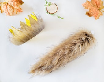 wild one crown, Where The Wild Things are, wild one birthday crown, wild things crown, Max crown, faux leather wild one crown,fur crown tail