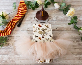The chosen one cake smash outfit girl, potter birthday girl, Harry cake smash outfit girl, First 1st Birthday Party Cake Smash Girl Outfit