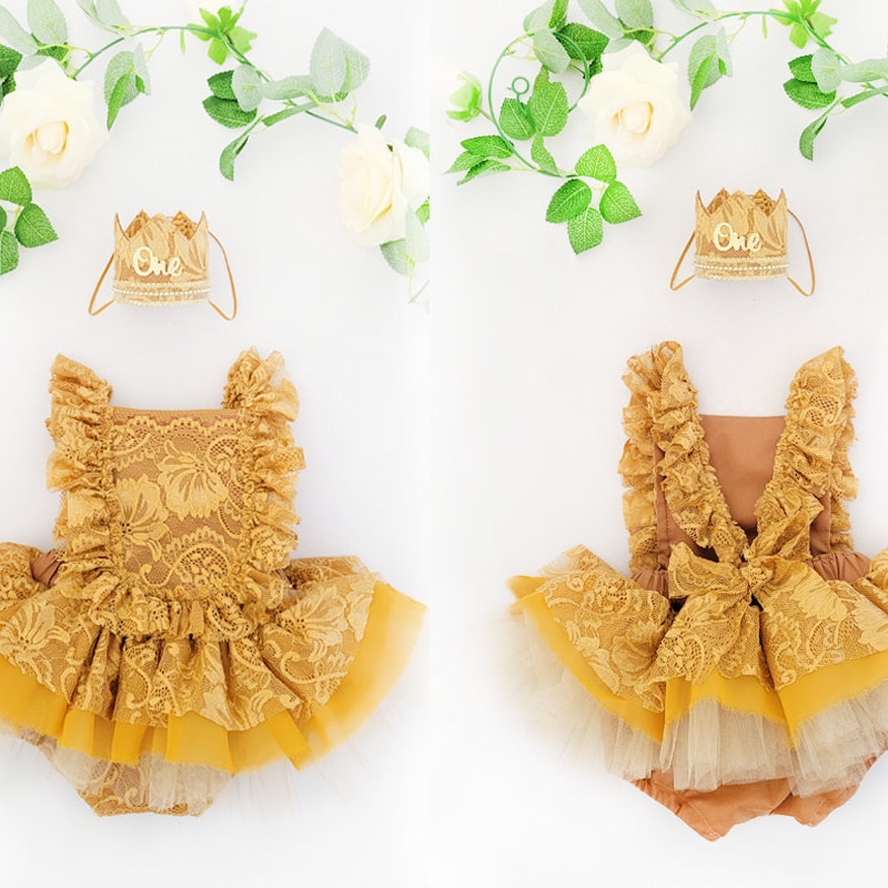 Baby Floral Lace Romper after christening set main image 1