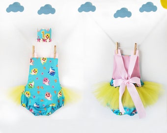 baby girl shark birthday outfit, baby girl shark outfit, baby girl shark birthday, baby girl shark romper, baby girl 1st birthday outfit