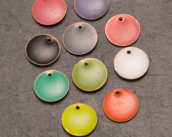 enamel charms, enamel disc charms, charm jewellery, diy jewelry, pack of 10, craft supplies, charm bracelet, drop earrings, dot charms