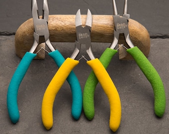 Plier set, jewellery making tools, bead smith colour coded tools, round nose pliers, chain nose pliers, cutters,