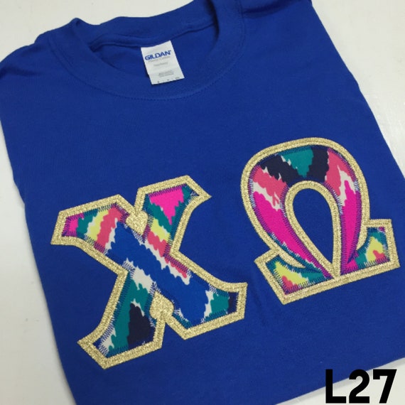Greek Sorority Letter Shirt In Royal W Chevron Etsy