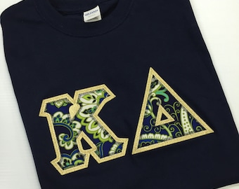 Sorority Greek Gildan Letter Shirt in Navy w/Vera Bradley Letters