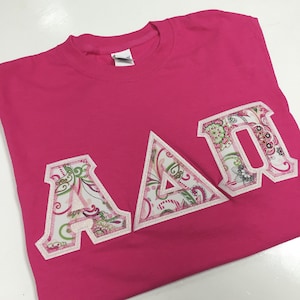 Sorority  Greek Letter Shirt Pink Paisley