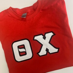 Fraternity Greek Letter Shirt Red w/ White and Black Letters