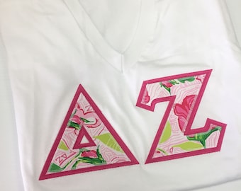 Delta Zeta V-Neck Letter Shirt w/Lavalier Option- Available for LARGE GROUP orders